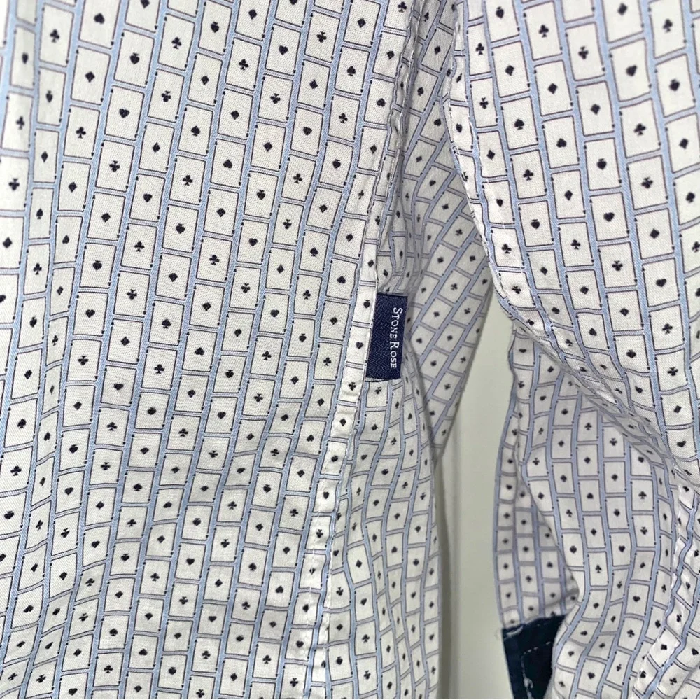 STONE ROSE ☆ Playing Cards Print Long Sleeve Button Up Shirt - Picture 4 of 7